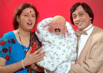 Ventriloquist and Puppeteer Ramdas Padhye with his wife Aparna Ramdas