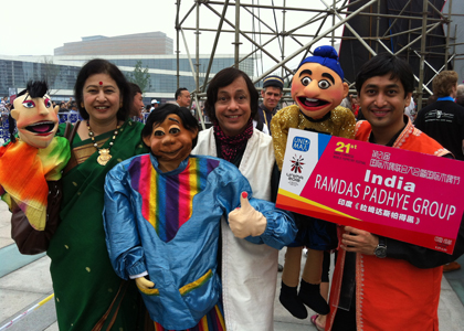 Ramdas, Aparna and Satyajit at World Puppetry Carnival in Chengdu China